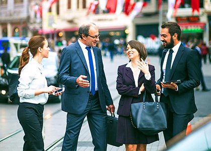 Business people outdoors in city